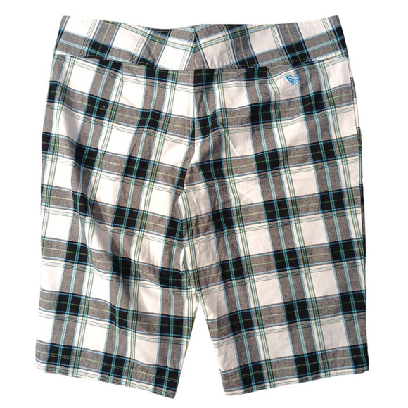 Roxy Plaid Shorts Women’s Sz 9 White Black Blue Bermuda Chequerd Coastal Beachy - Picture 5 of 16